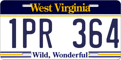 WV license plate 1PR364