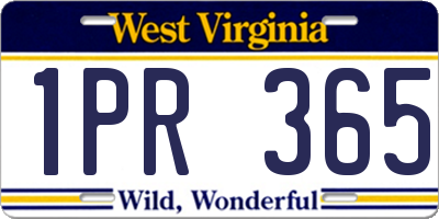 WV license plate 1PR365