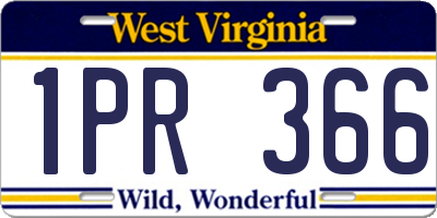 WV license plate 1PR366