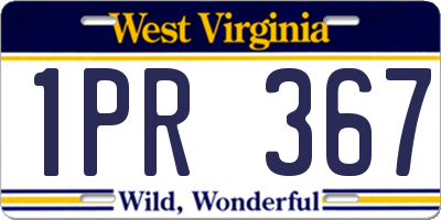 WV license plate 1PR367