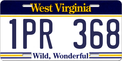 WV license plate 1PR368