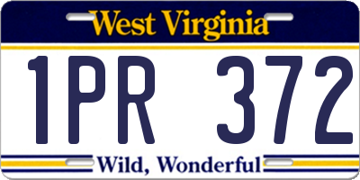 WV license plate 1PR372