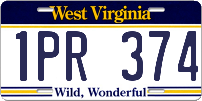 WV license plate 1PR374
