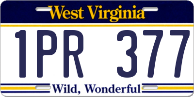 WV license plate 1PR377