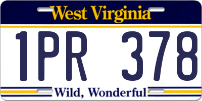 WV license plate 1PR378