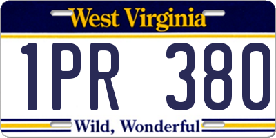 WV license plate 1PR380