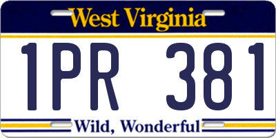 WV license plate 1PR381