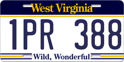 WV license plate 1PR388