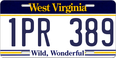 WV license plate 1PR389