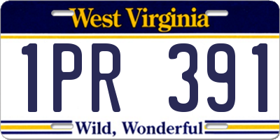 WV license plate 1PR391