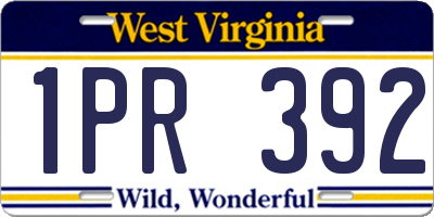 WV license plate 1PR392