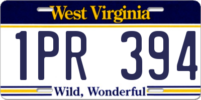 WV license plate 1PR394