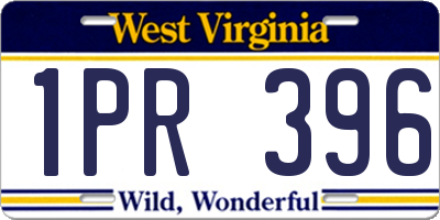 WV license plate 1PR396