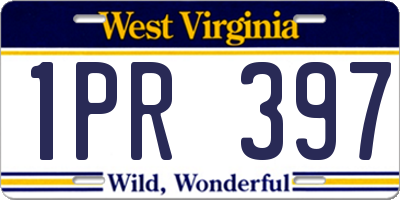 WV license plate 1PR397