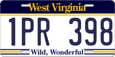 WV license plate 1PR398
