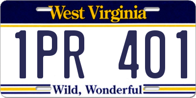 WV license plate 1PR401