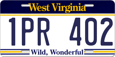 WV license plate 1PR402