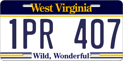 WV license plate 1PR407