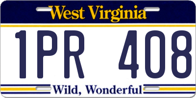WV license plate 1PR408