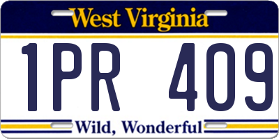 WV license plate 1PR409