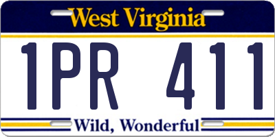 WV license plate 1PR411
