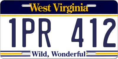 WV license plate 1PR412