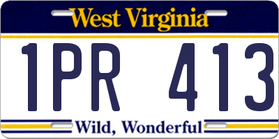 WV license plate 1PR413