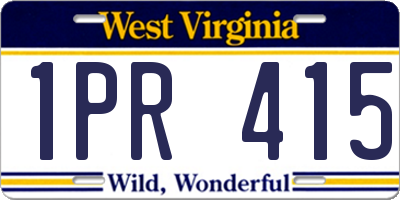 WV license plate 1PR415