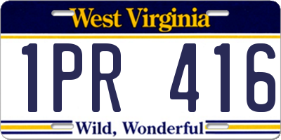 WV license plate 1PR416