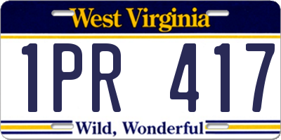 WV license plate 1PR417