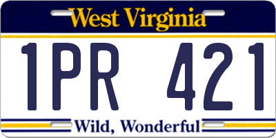 WV license plate 1PR421