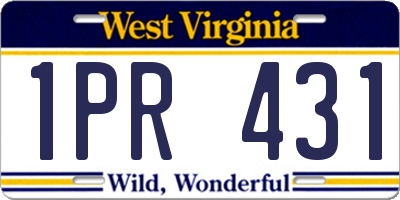 WV license plate 1PR431