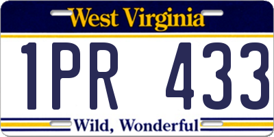 WV license plate 1PR433
