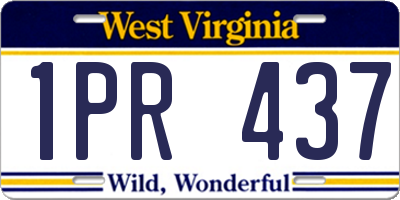 WV license plate 1PR437
