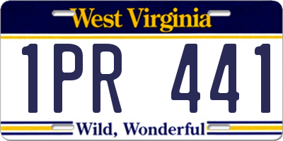 WV license plate 1PR441