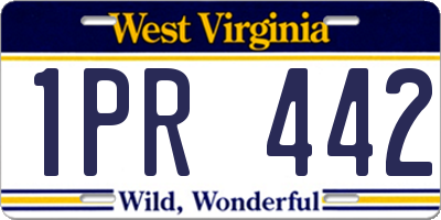 WV license plate 1PR442