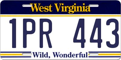 WV license plate 1PR443