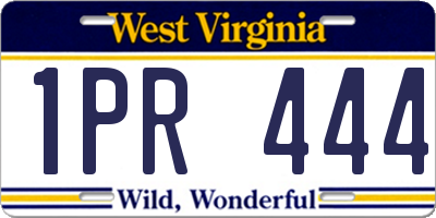 WV license plate 1PR444