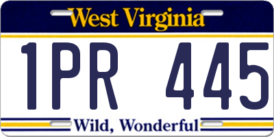 WV license plate 1PR445