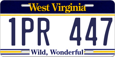 WV license plate 1PR447
