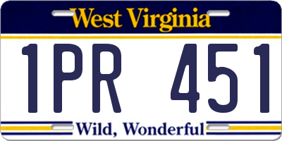 WV license plate 1PR451
