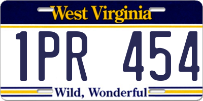 WV license plate 1PR454