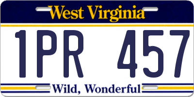 WV license plate 1PR457