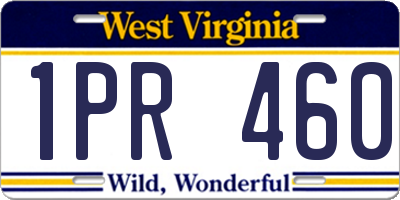 WV license plate 1PR460