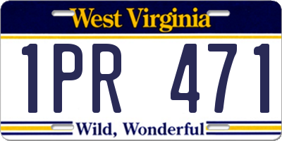 WV license plate 1PR471