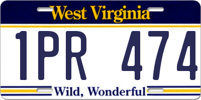 WV license plate 1PR474