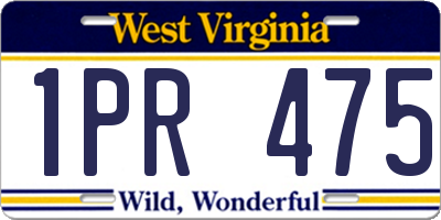 WV license plate 1PR475