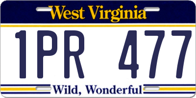 WV license plate 1PR477