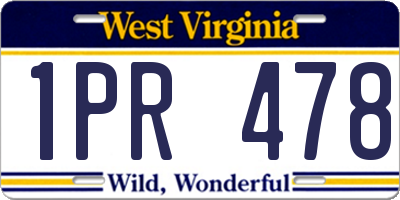 WV license plate 1PR478