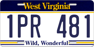WV license plate 1PR481